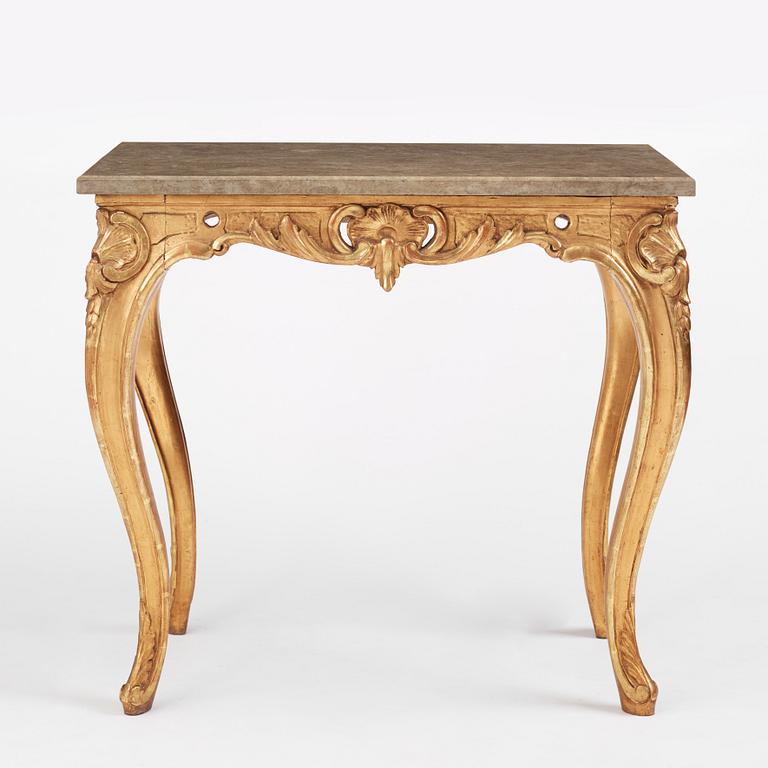 A Swedish rococo-style giltwood table, Stockholm, 19th century.