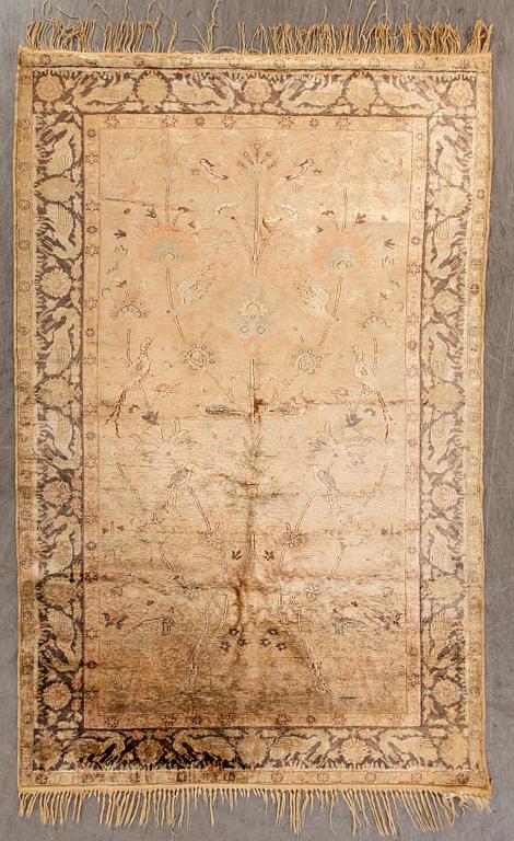 A semiantique/antique West Anatolia silk rug ca 180 x 120 cm.
