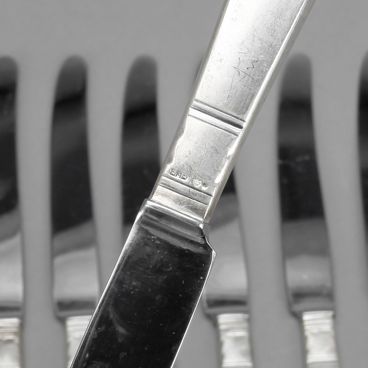 BESTICKSERVIS, 59 delar, silver, "Rosenholm", GAB, 1940-50-tal. Tot ca 2900 gram.