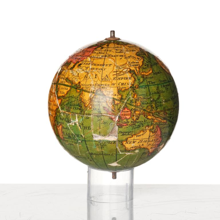 A Georgian 2.75 inch pocket globe with case by T. Harris & son (active in London 1802-1907), dated 1812.