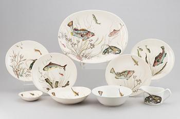 A part 'Fish' earthenware dinner service, Johnson Bros, England (74 pieces).
