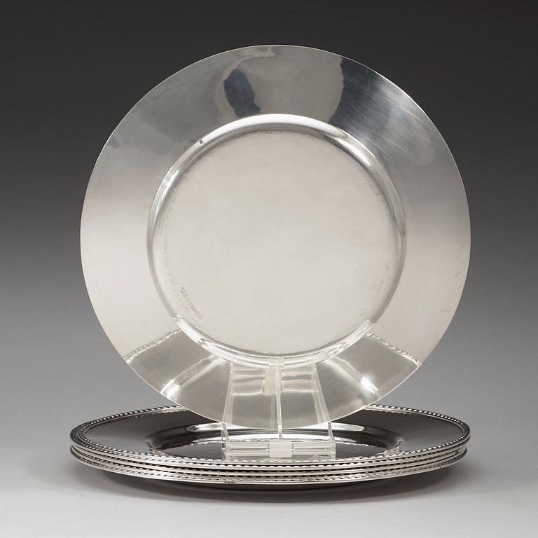 A set of six K Aderson silver plates, Stockholm 1946-51.