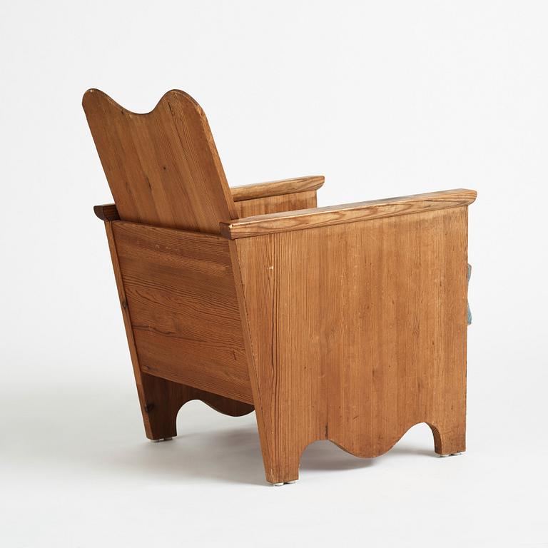 Axel Einar Hjorth, a stained pine easy chair "Utö", Nordiska Kompaniet, Sweden 1930's.