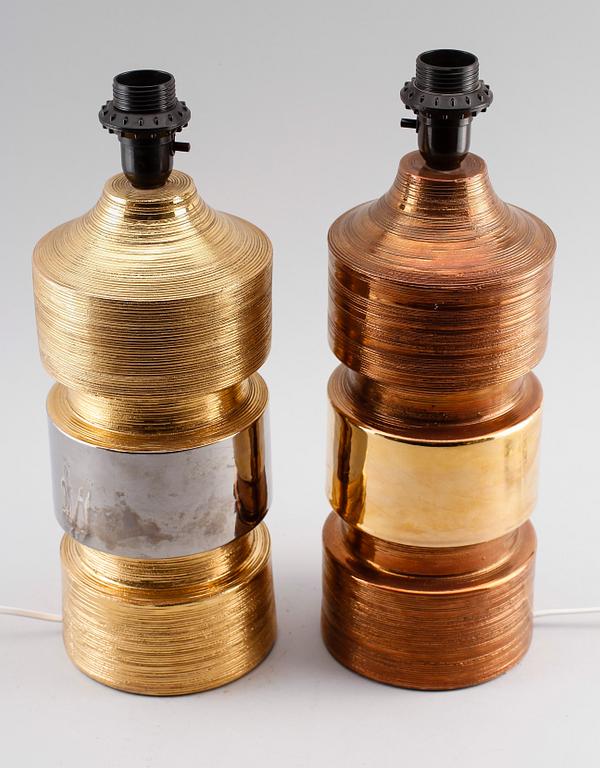 BORDSLAMPOR, 2 st, keramik, Bitossi, Bergboms, 1900-talets andra hälft.