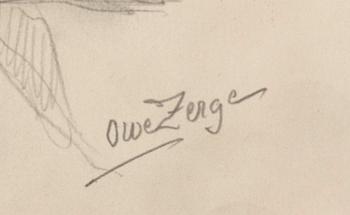 Owe Zerge, drawing signed.