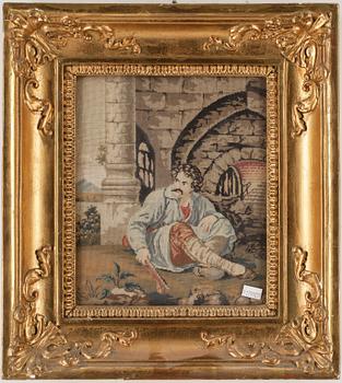 BRODERIER, ett par, 1800-tal.
