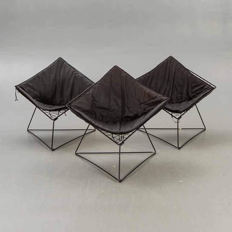 A set of three Niels Gammelgaard Oti easy chairs for IKEA 1970/80s.