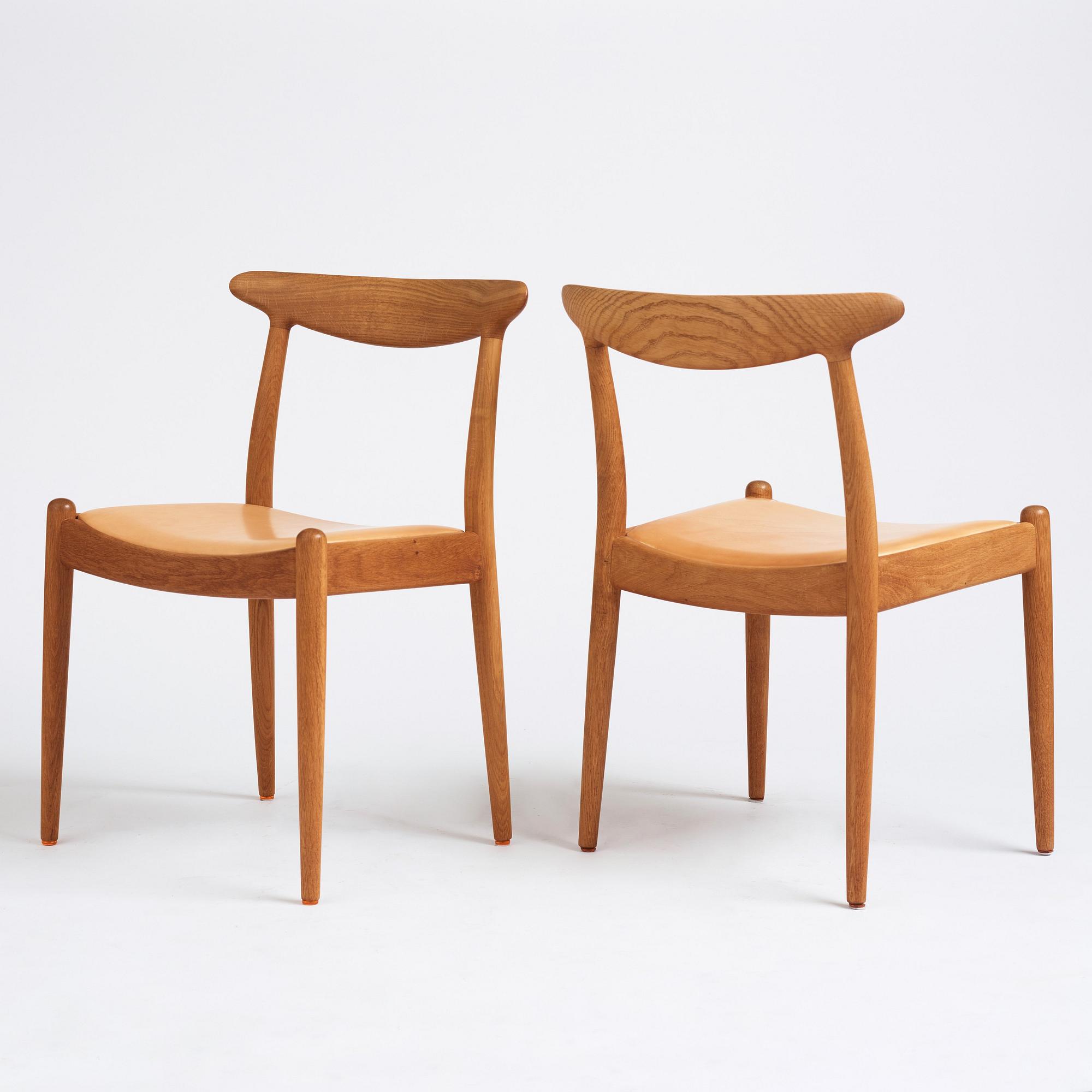Hans J. Wegner, stolar 6 st., modell "W1", C.M. Madsens Fabriker, Danmark 1950-tal.