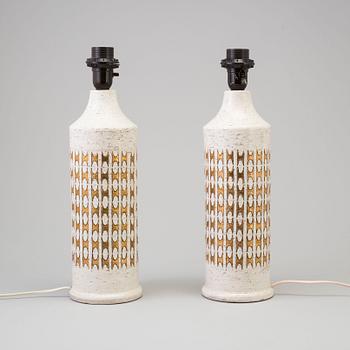 BORDSLAMPOR, ett par, Bitossi, för Bergboms, 1970-tal.