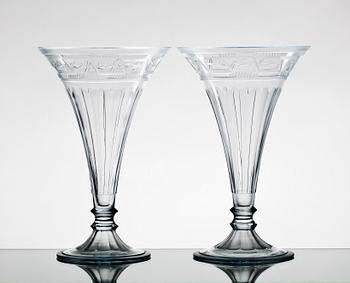 VASER, ett par, glas, Art Deco, Simon Gate, Orrefors, sign o dat -29.