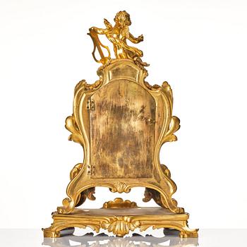 A French Louis XV mantel clock, mid 18th century, marked "Julien Le Roy Hr du Roi A PARIS".