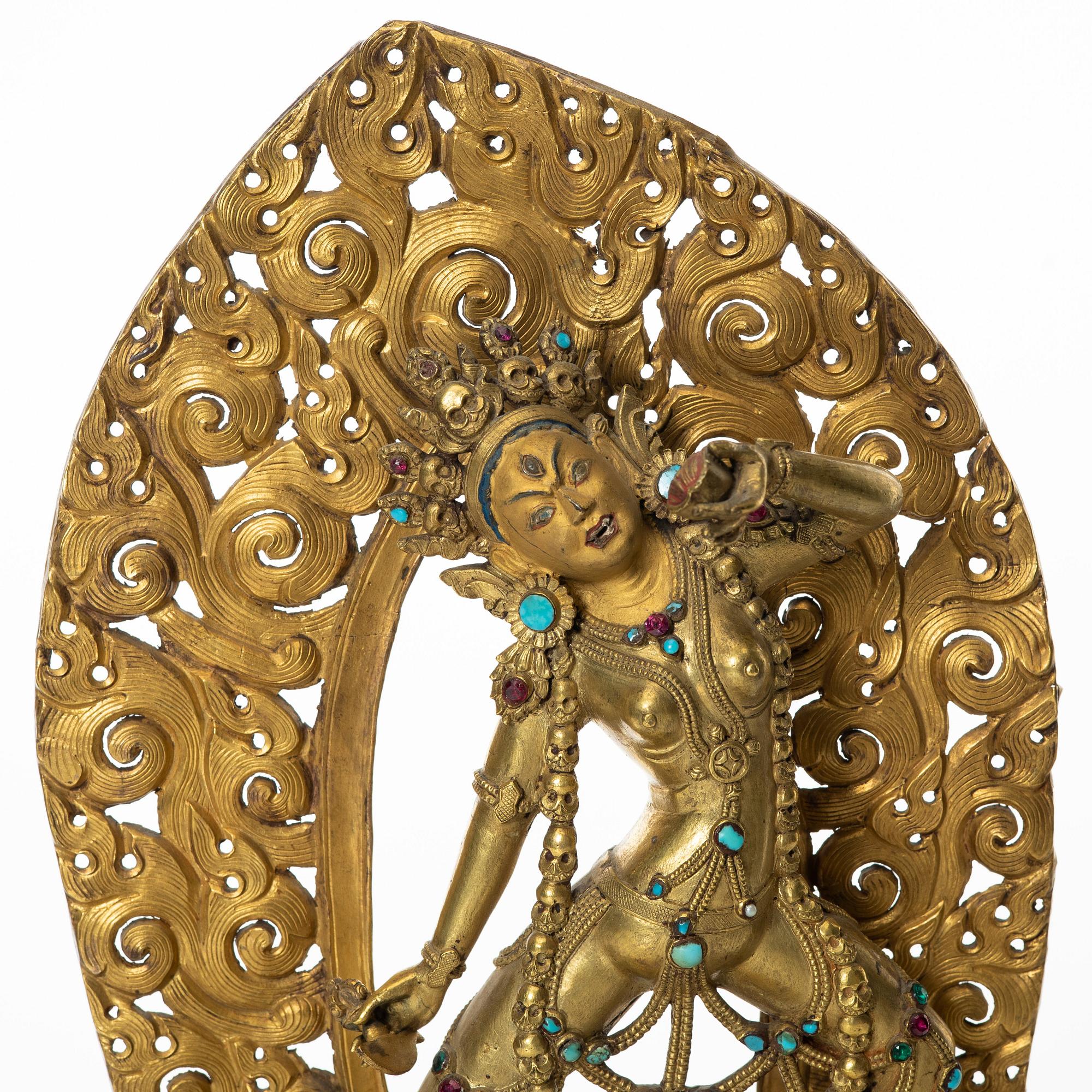 Dakini, förgylld kopparlegering. Sarvabuddhadakini, Tibet, 1800-tal.