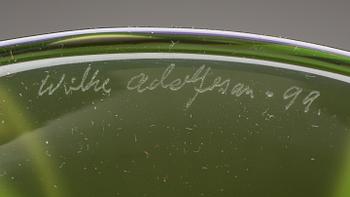 POKALGLAS, glas, Wilke Adolfsson, signerad och daterad- 99.