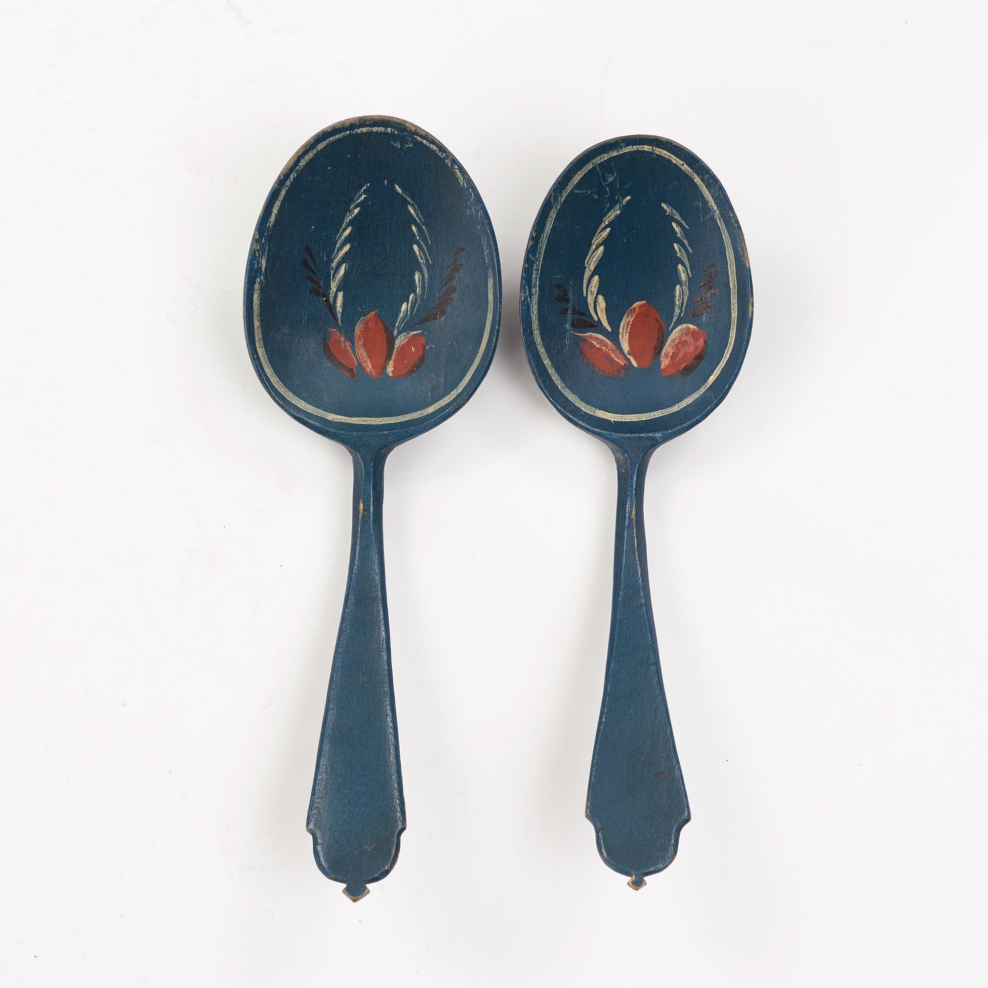 two swedish wooden spoons from the 19th century.
