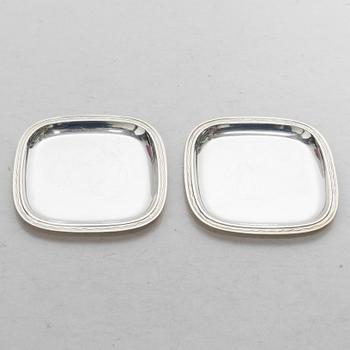 C.G. Hallberg, Coasters / ashtrays, 6 pcs, sterling silver, design by Gustaf Janson, Stockholm 1955-57.
