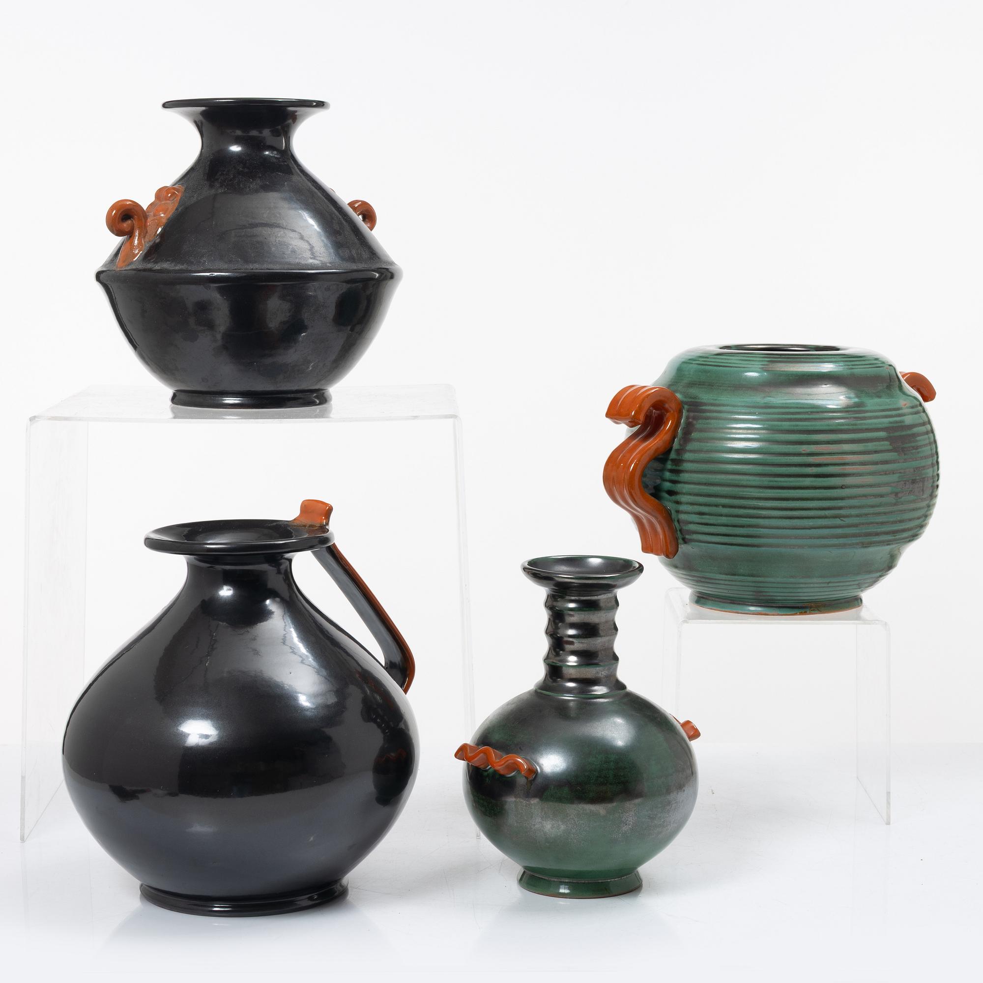Four vases, Upsala Ekeby, 1930s.