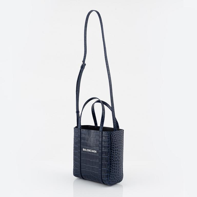 Balenciaga, A dark blue embossed leather 'Everyday Tote'.