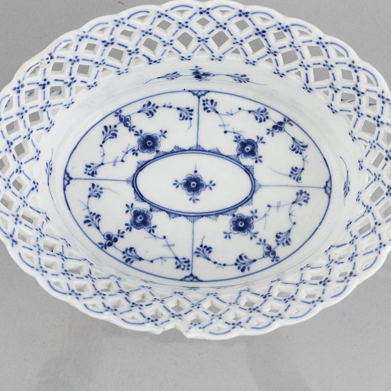 A 'Blue Fluted Full Lace' porcelain fruit basket, Royal Copenhagen, model 1055, 1893-1900.