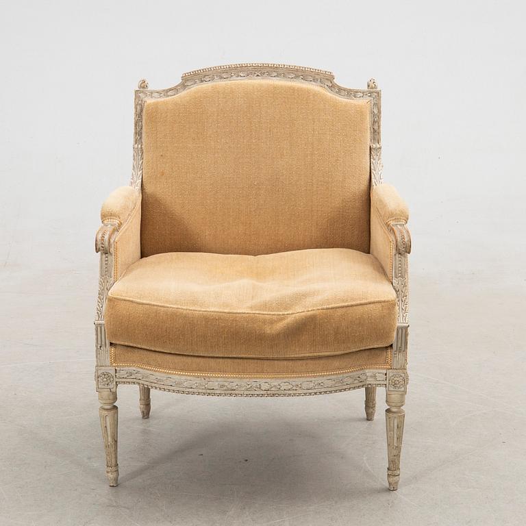 Armchair, Bergère, Louis XVI style, circa 1900.
