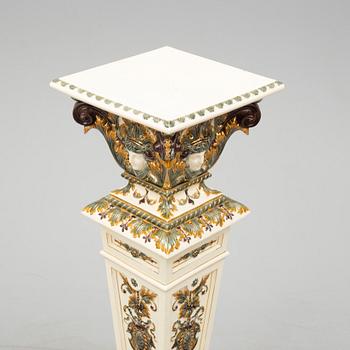 A ca 1900 Swedish majolica pedestal, signed Rörstrand.