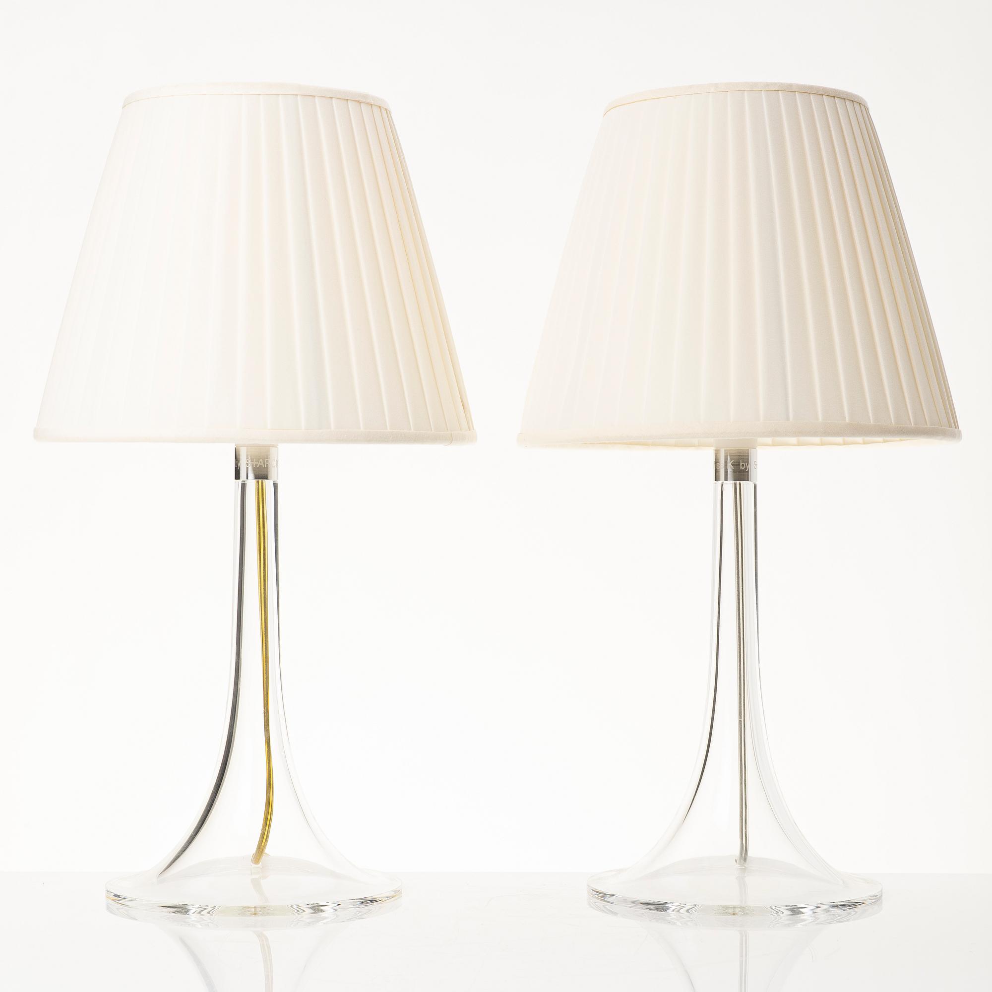 Philippe Starck, a pair of 'miss K soft' table lamps, Flos, Italy.