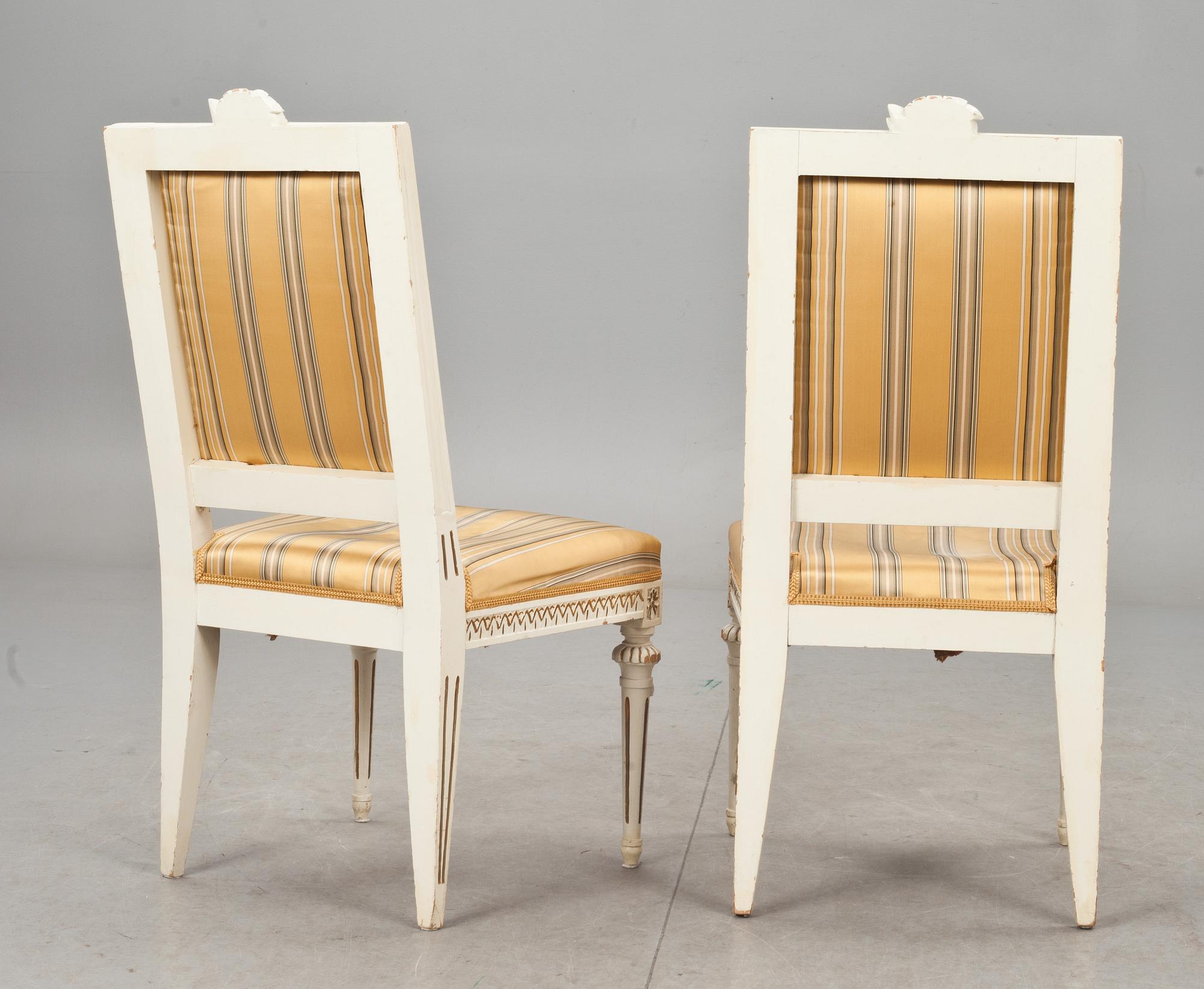 STOLAR, ett par. Gustaviansk stil, Lindometyp, sekelskiftet 1900.
