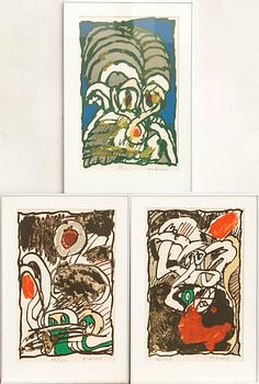 Pierre Alechinsky, "3 litografier till Louisiania" med mapp.