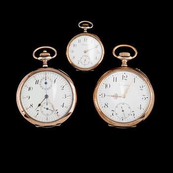 FICKUR, 3 st, silver, två märkta Longines, 1900-talets första hälft.