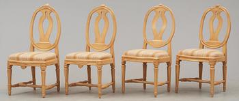 Eight matched Gustavian 18th century chairs.