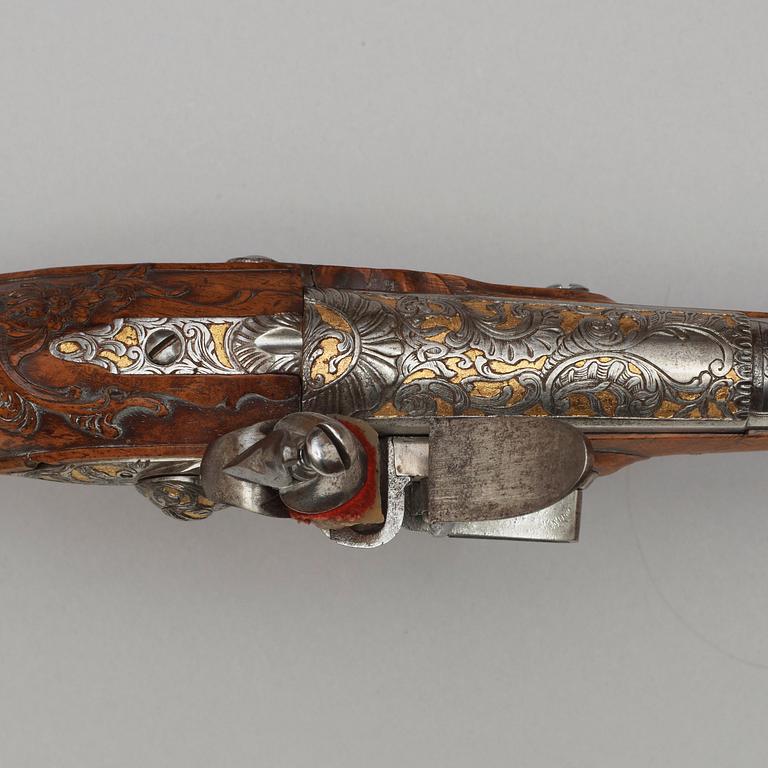 A pair of flintlock pistols Berg Norrköping second half of the 18th century.