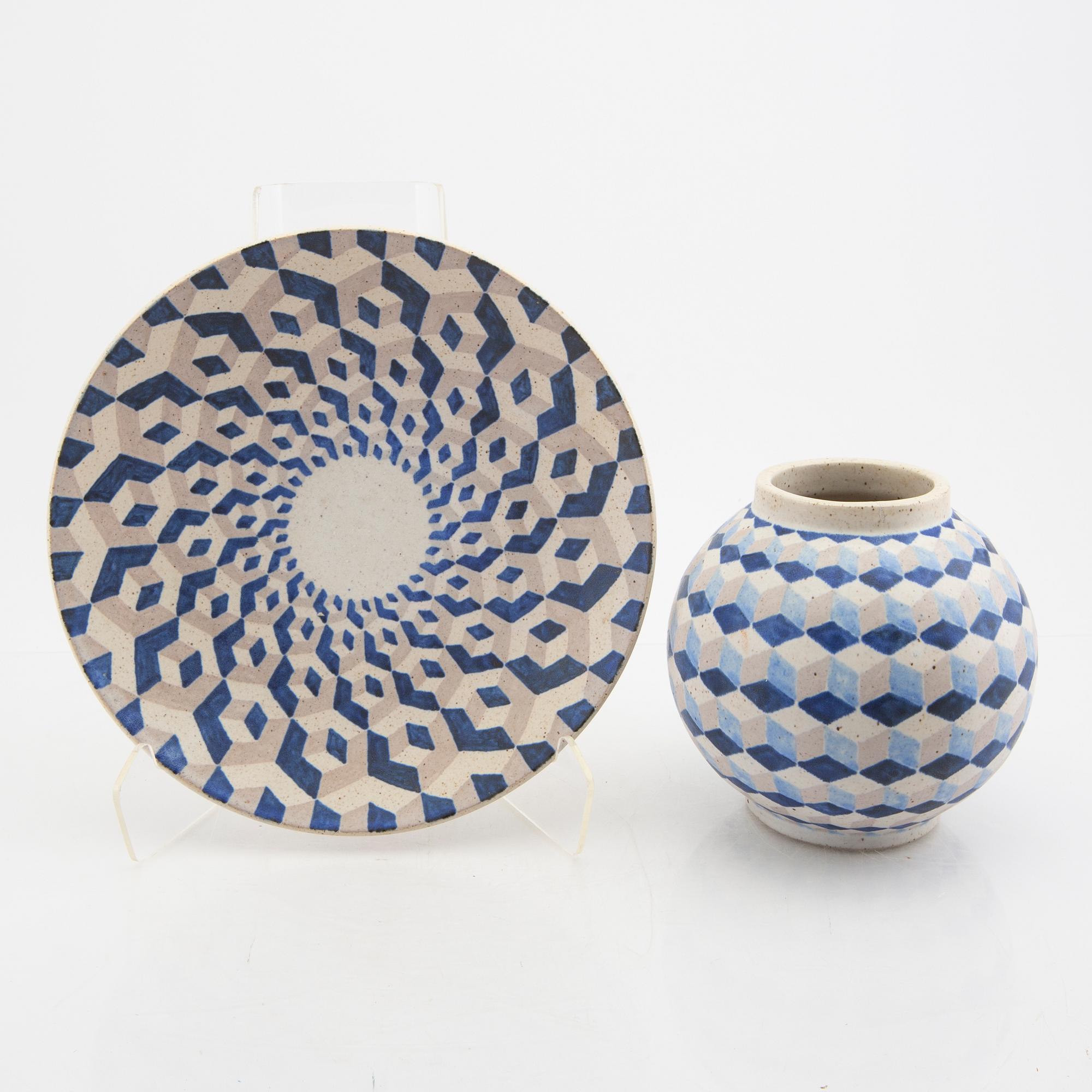 Svenning Bertelsen vase and dish signed own workshop.