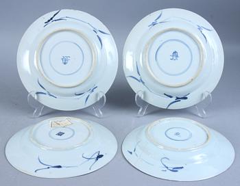 TALLRIKAR, 4 st, porslin, Kina, 1700/1800-tal.