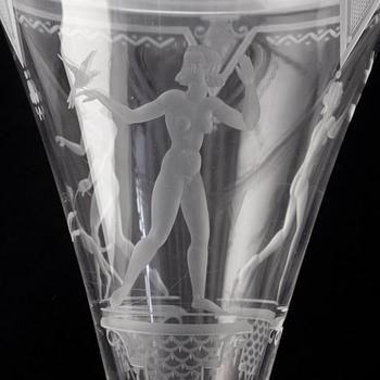 Edvin Ollers, a glass cup, Elme glasbruk, Sweden, 1932.