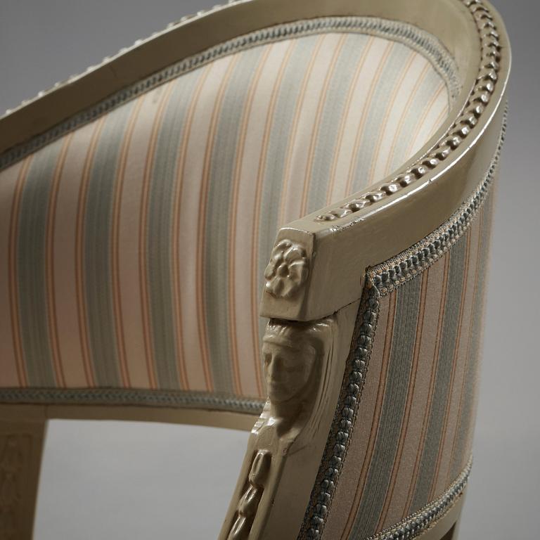 A pair of late Gustavian armchairs by Ephraim Ståhl (master in Stockholm 1794-1820).