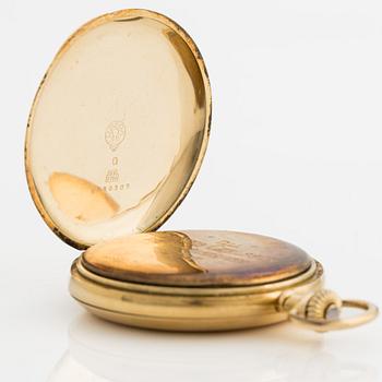 Omega, pocket watch, hunter case, 18K gold, 52.5 mm.