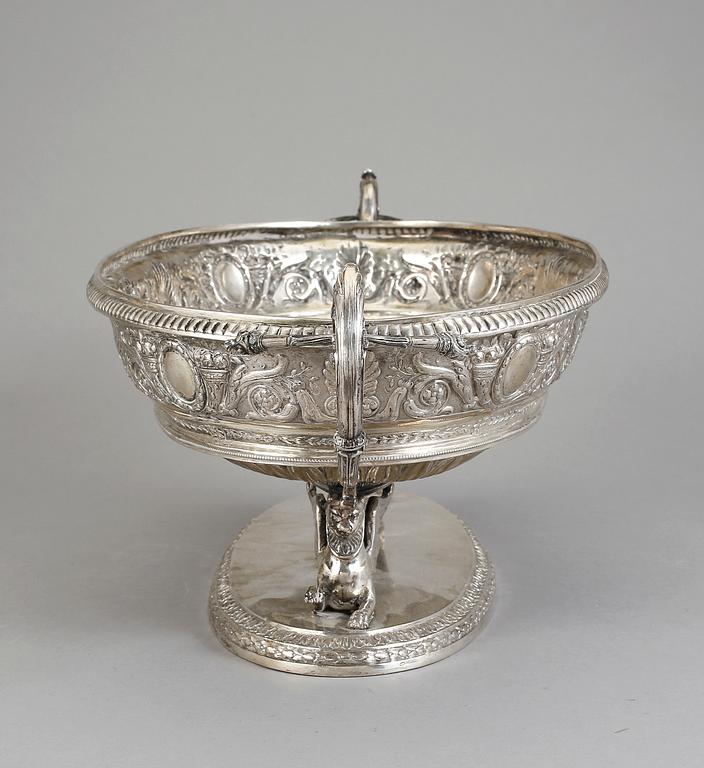 JARDINIERE, silver, fantasistämplar, Frankrike, Empirestil, vikt 4010 gr.