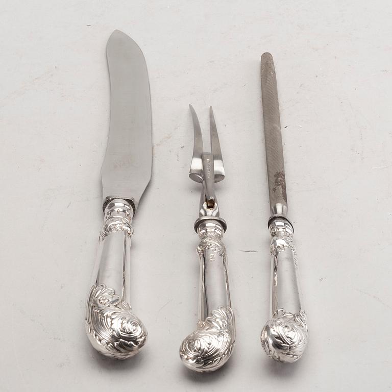 Mulberry, Trancherbestick, 3 delar, nysilver.
