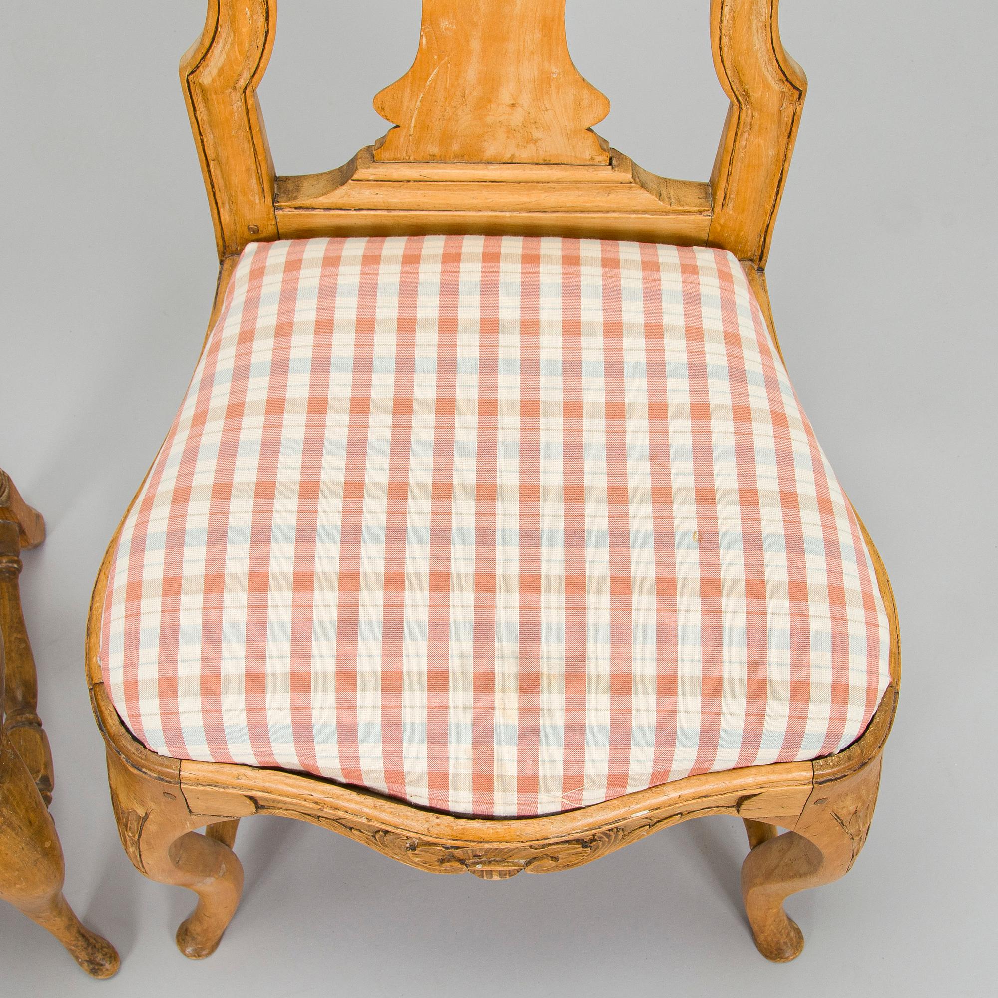 Stolar, snarlika, 8 st, rokoko, 1700-talets mitt.