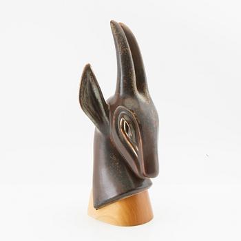 Gunnar Nylund, sculpture "Ram's Head", Rörstrand unique stoneware.