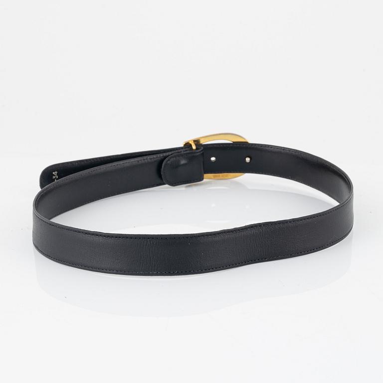 Gucci, two black leather belts, size 70-85.