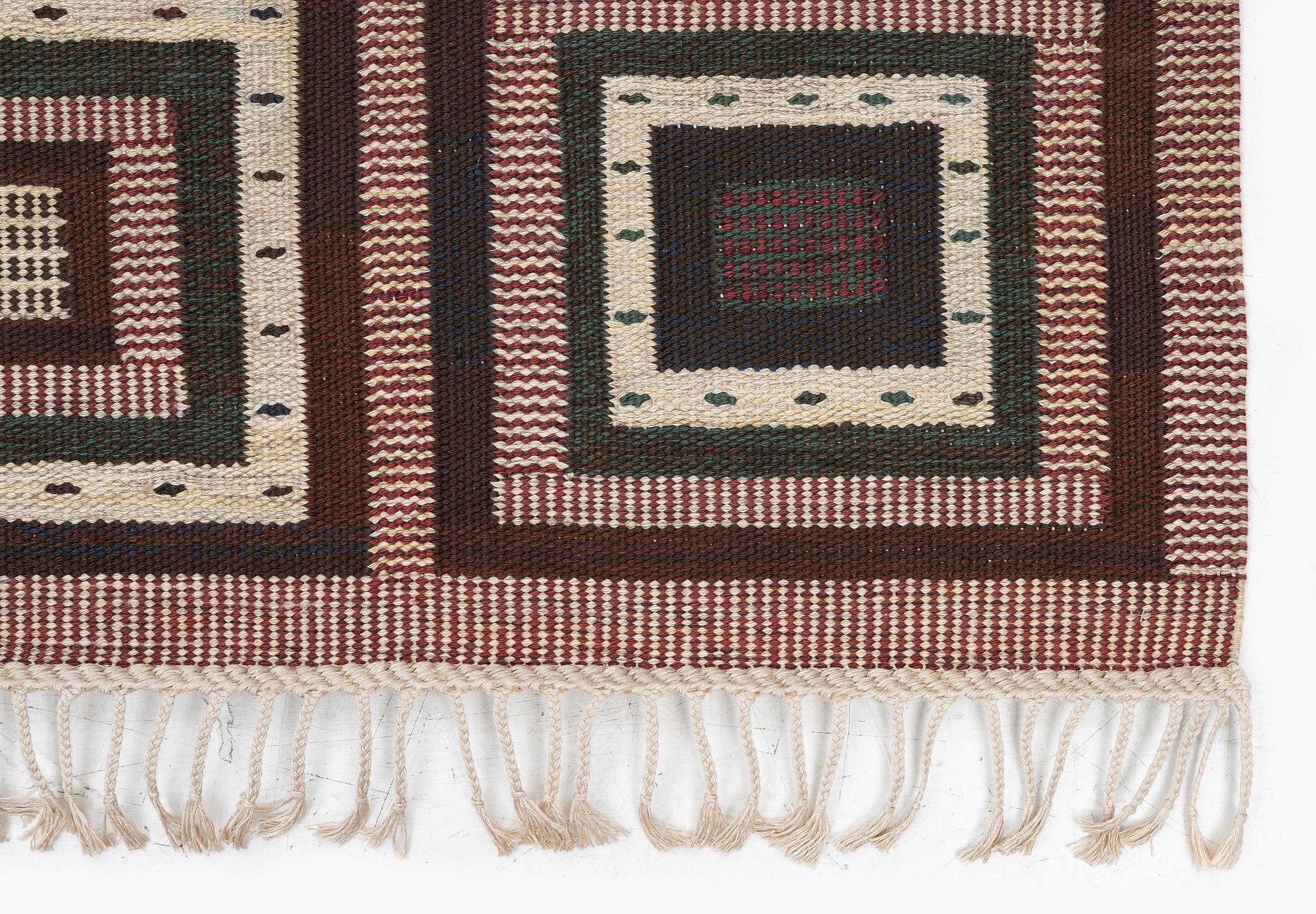 Ann-Mari Forsberg, a carpet, "Tvistrutan", flat weave, c. 275 x 195 cm, signed AB MMF AMF.