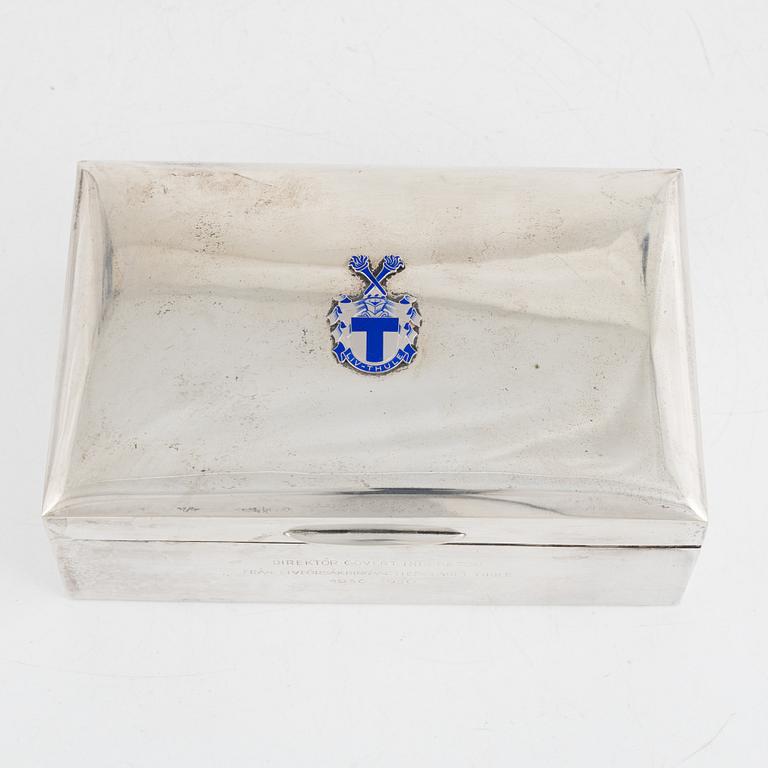 Cigar box, silver, mark of K. Anderson, Stockholm 1946.