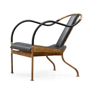 Mats Theselius, A Mats Theselius brass and leather 'El Rey' easy chair, Källemo, Sweden post 1999.