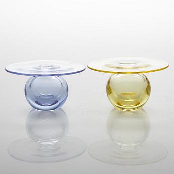 Nanny Still, Two Glass Vases, signed Nanny Still Riihimäen Lasi Oy.
