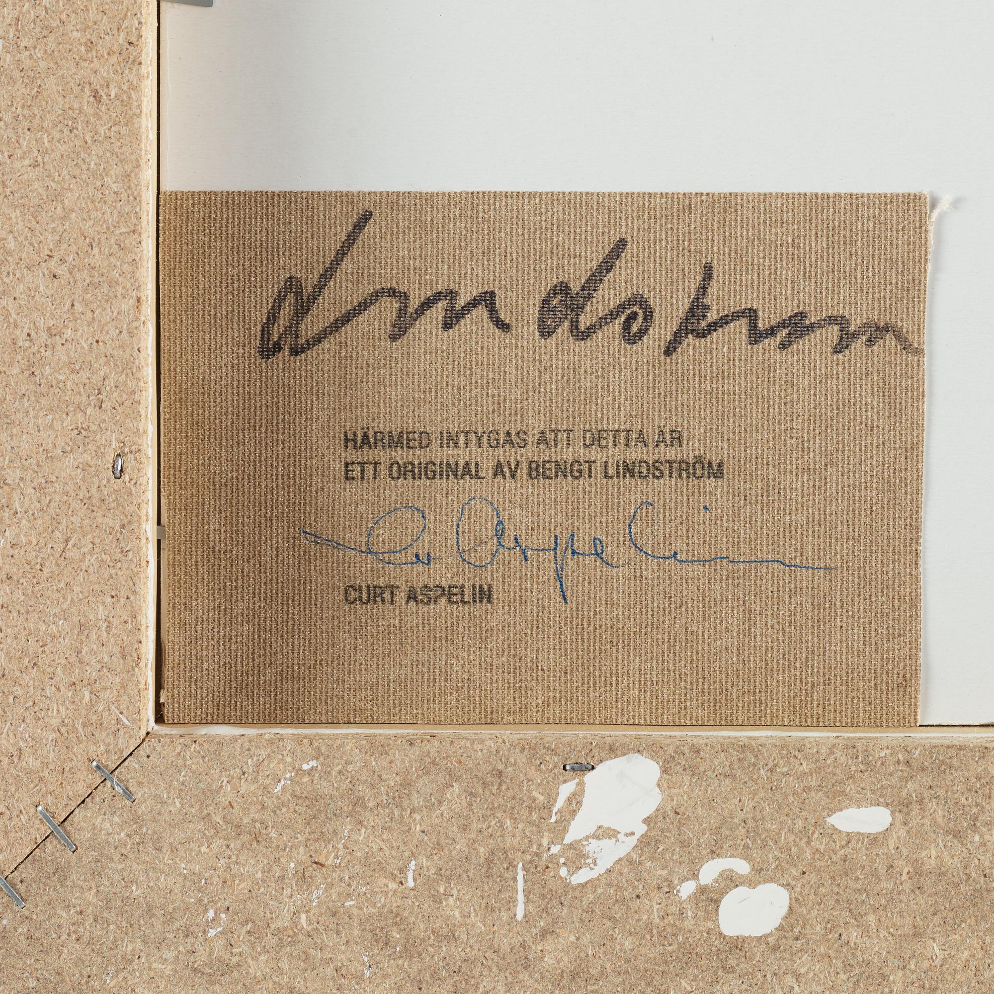 Bengt Lindström, acrylic on paper, 1960s, certified by Curt Aspelin verso.