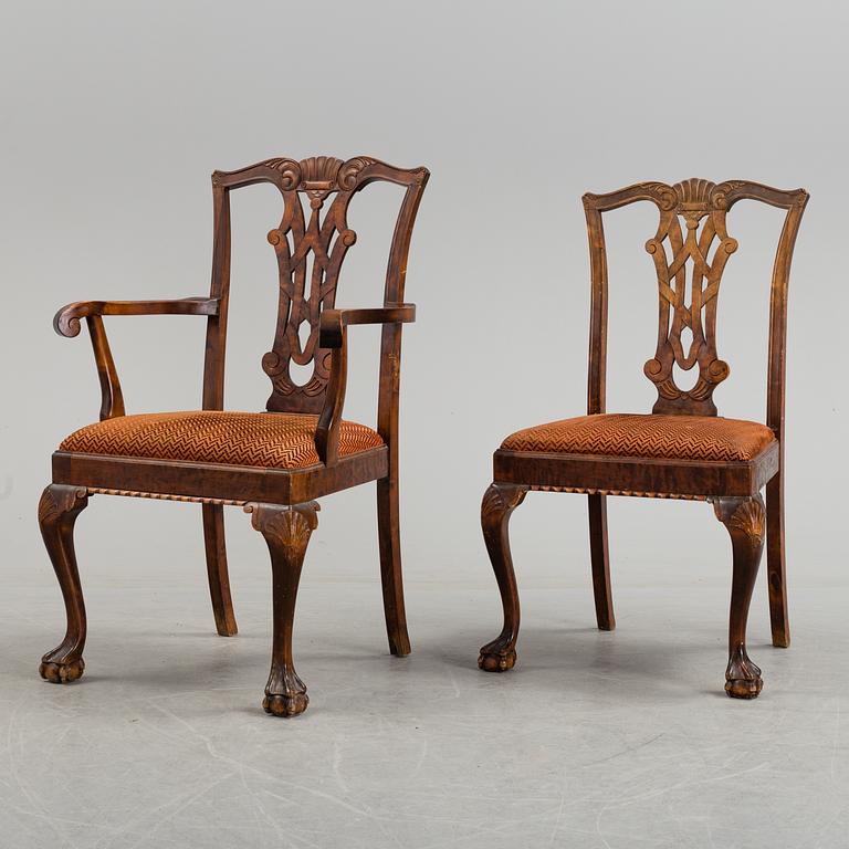 A 1920's 7 piece Chippendale-style dining group.