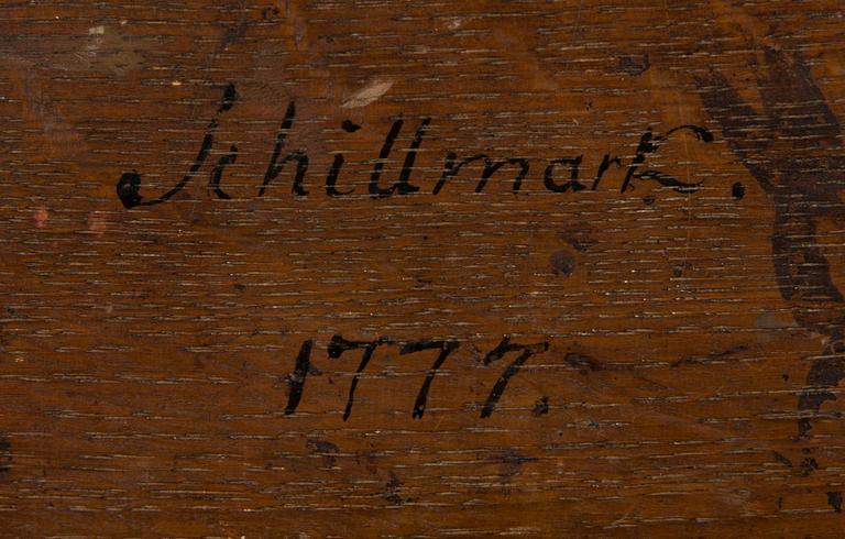 NILS SCHILLMARK, atributed, ol on panel, marked on the back Schillmark and dated 1777.