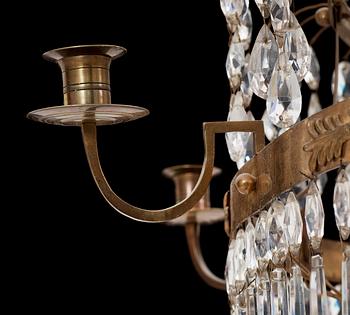 A late Gustavian circa 1800 nine-light chandelier.