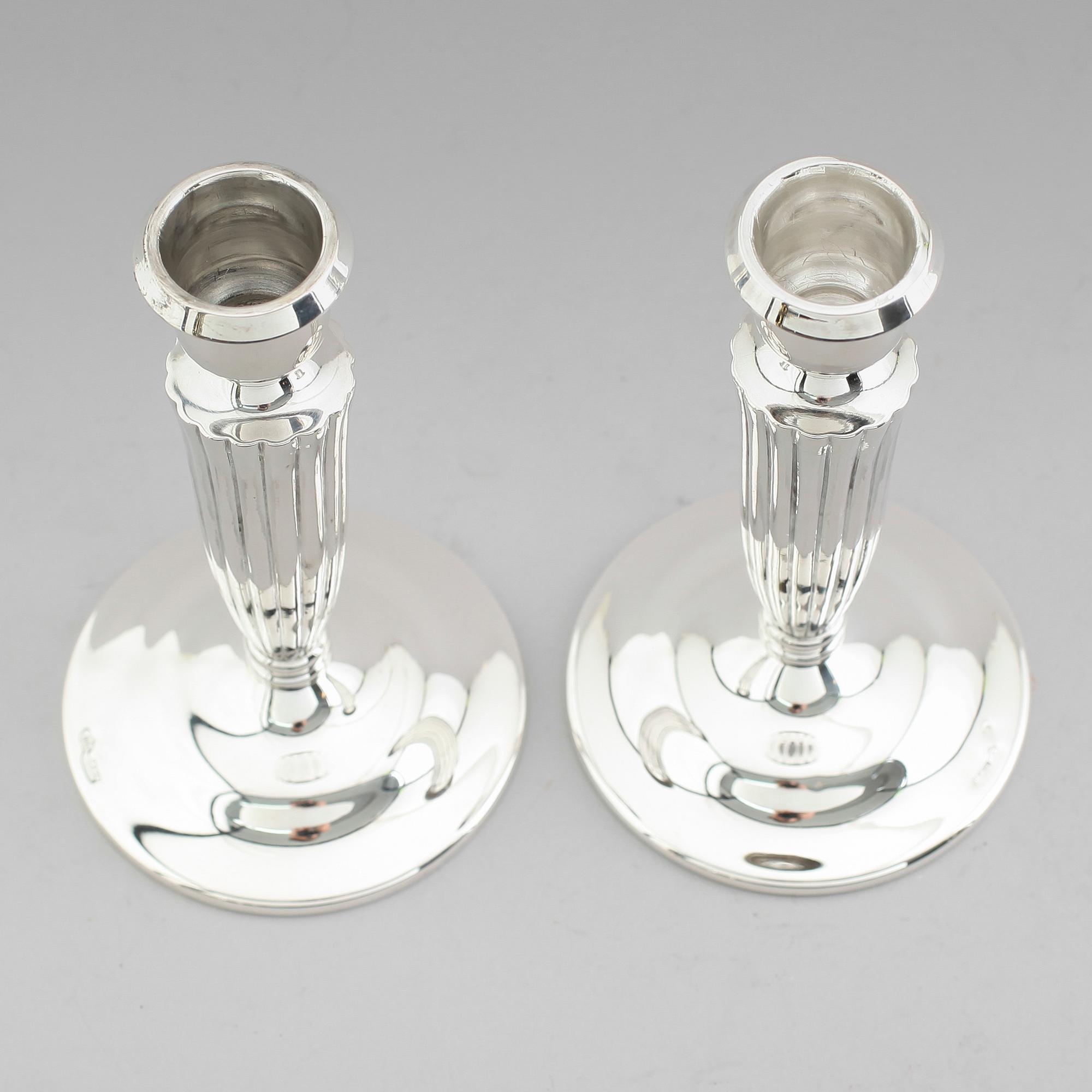 LJUSSTAKAR, 1 par, silver, Jensen, 1900-tal.