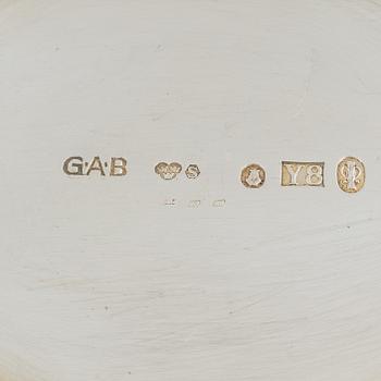 Kaffeservis, 3 delar, silver, Guldsmedsaktiebolaget GAB, Stockholm 1949.